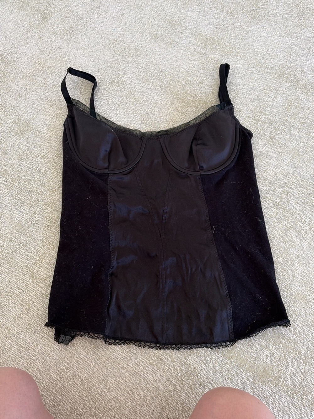 Dolce & Gabbana Black Satin and Velvet Camisole